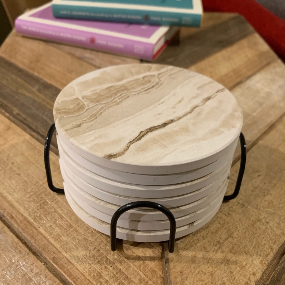 New with box ceramic cork bottom coasters